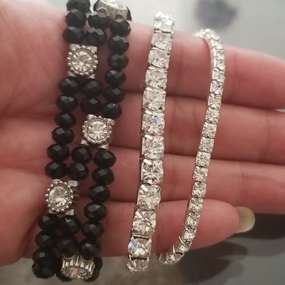 Vintage Women's Sparkling Silver Bracelet Trio Set - Picture 7 of 7